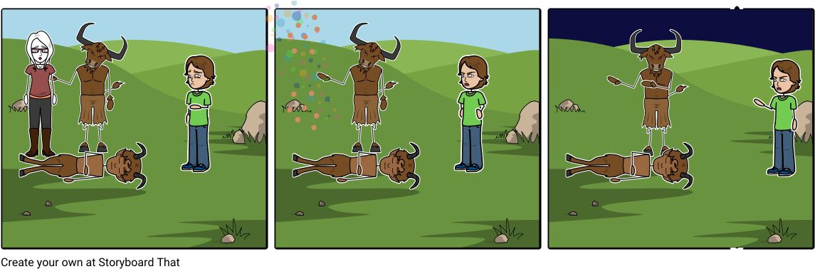Minotaur Scene Percy Jackson - Storyboard On Plant A Tree Clipart (1164x385), Png Download