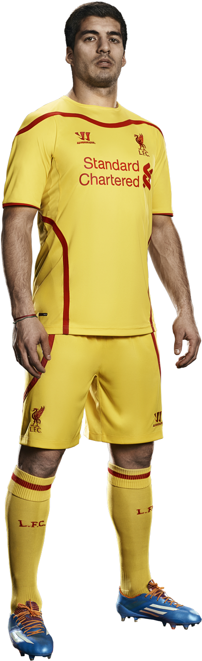 See Pictures Of Luis Suarez And Steven Gerrard Modelling - Liverpool 2014 15 Away Kit Clipart (1000x1498), Png Download