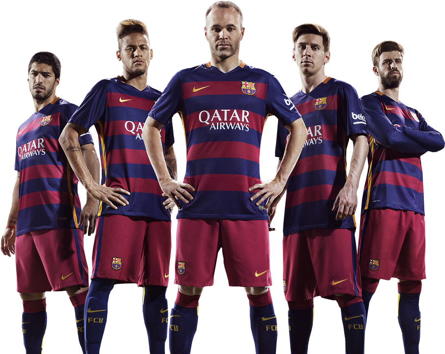 Luis Suarez, Neymar, Andres Iniesta, Lionel Messi & - Messi Suarez Neymar Png Clipart (954x720), Png Download