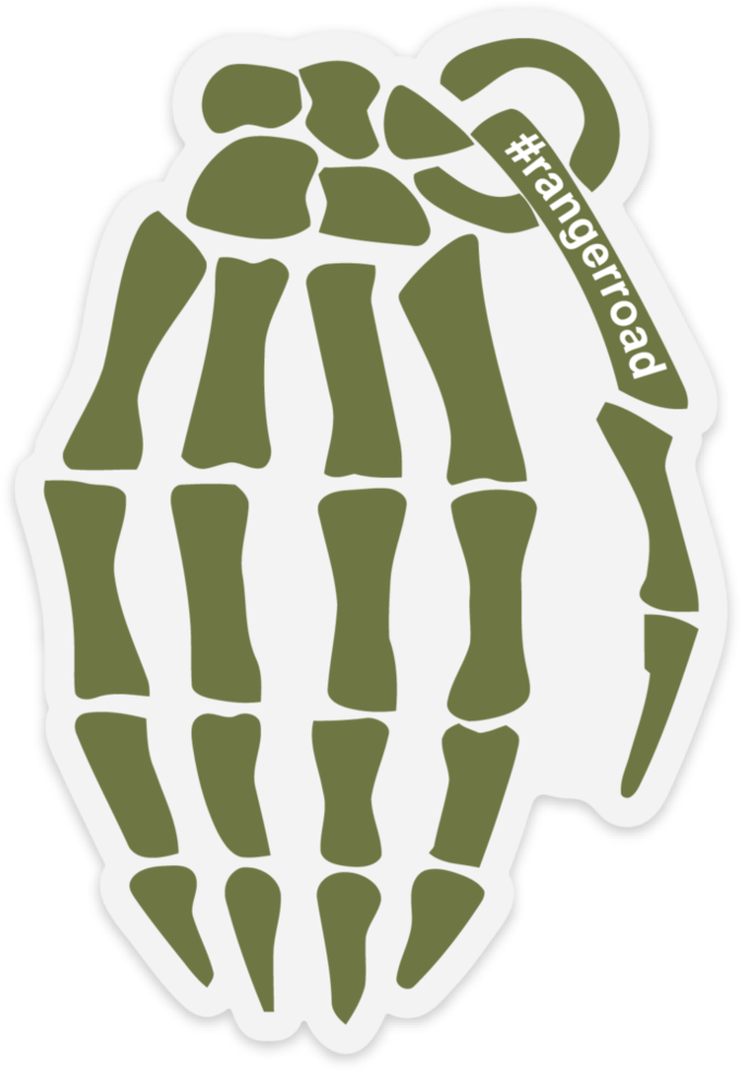 Od Green Ranger Road Sticker - Skeleton Hand Grenade Clipart (681x984), Png Download