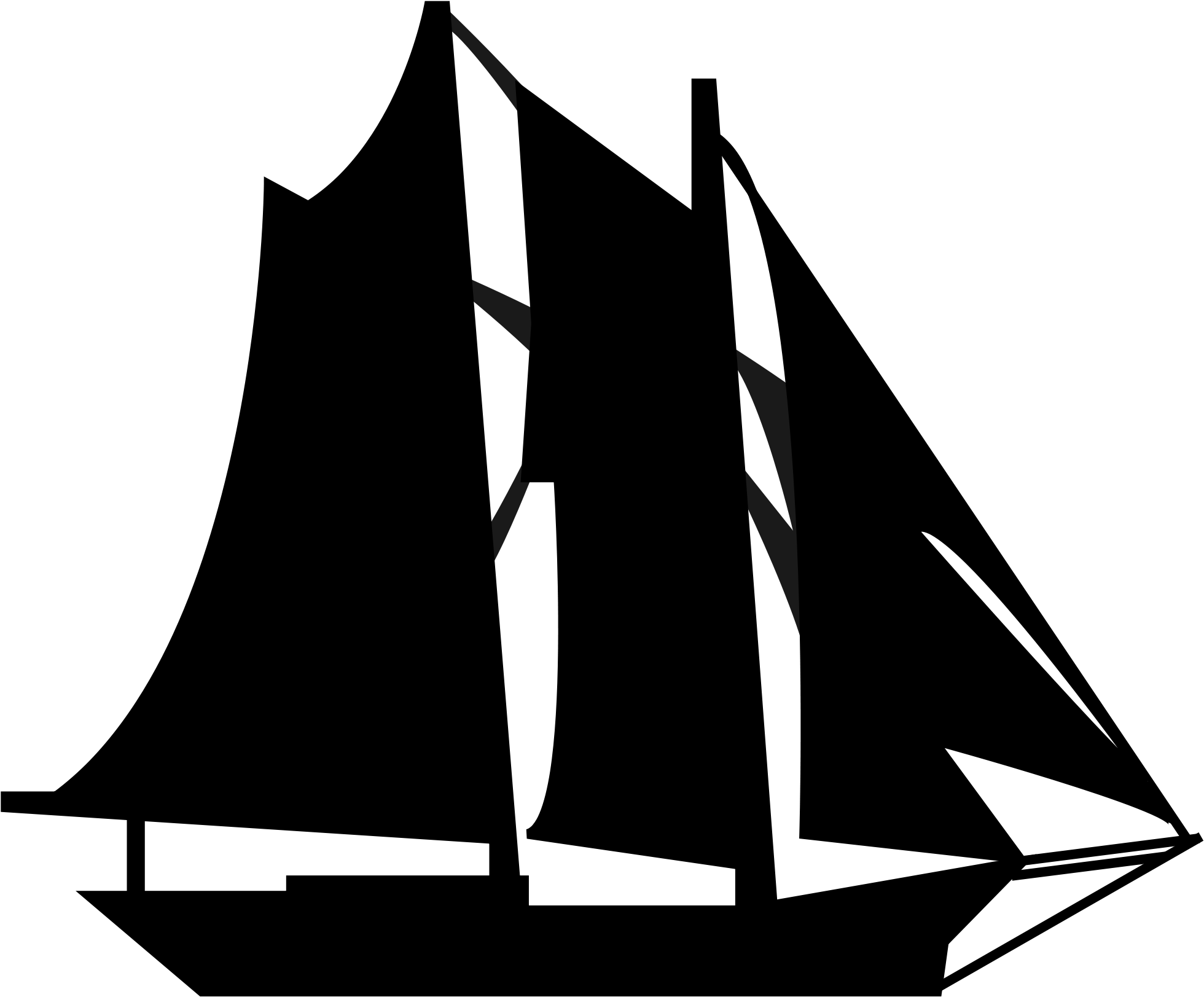 Ship Svg Outline - Schooner Png Clipart (2000x1656), Png Download