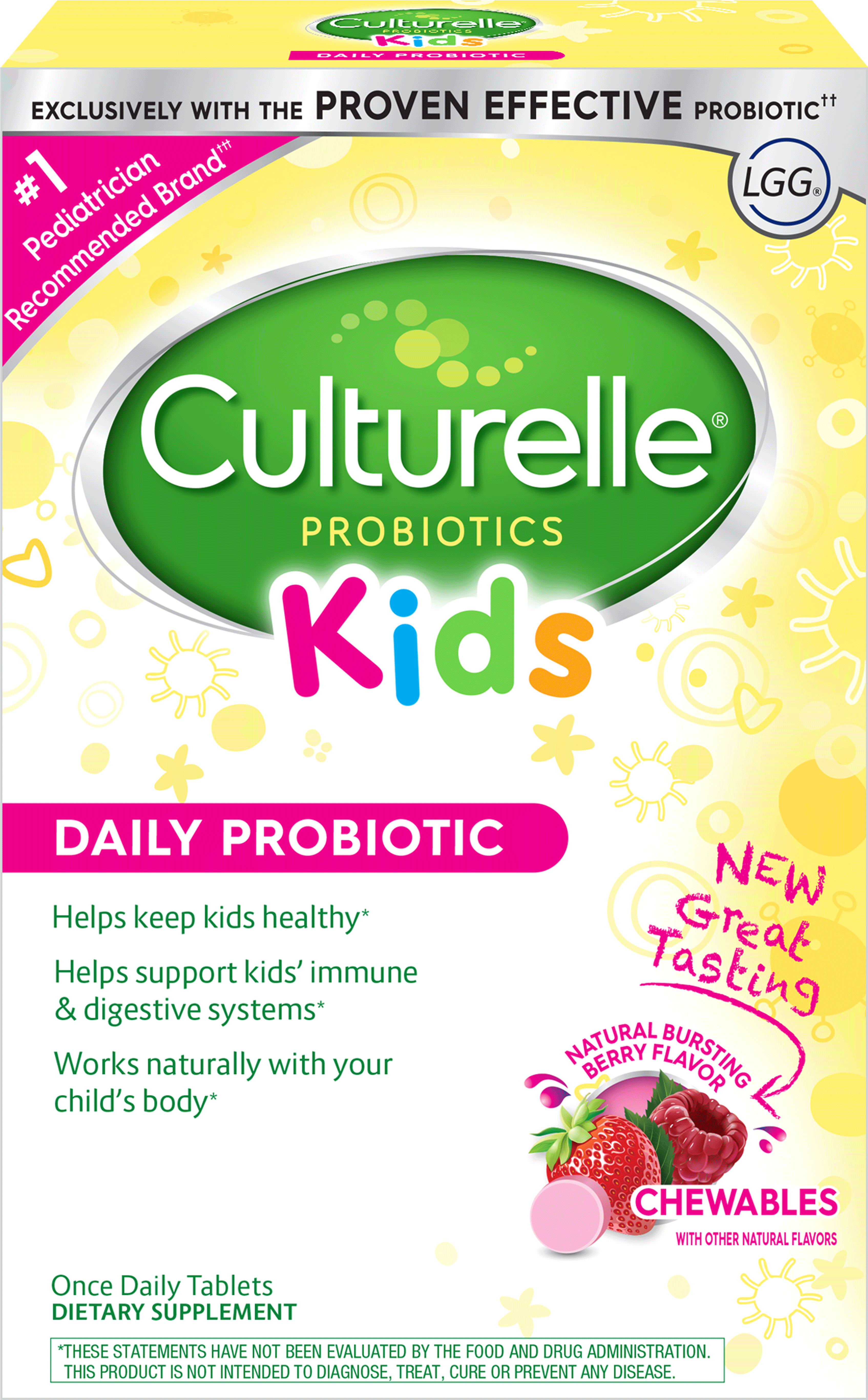Culturelle® Probiotics Kids Daily Probiotic Berry Chewables Clipart (9055x5714), Png Download