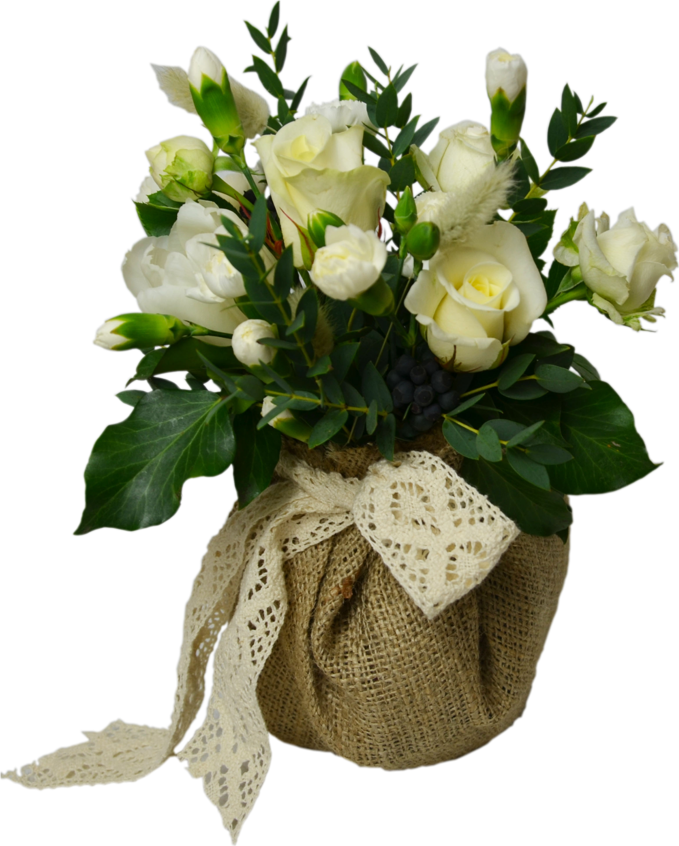 Rustic Flower Shop Studio Flores - White Roses In Vase Clipart (1500x1827), Png Download