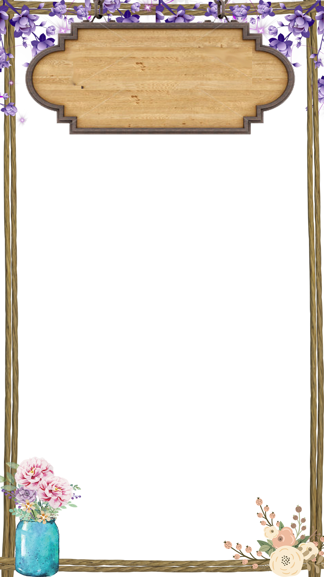 Rustic Flowers - Hanging Wooden Board Png Clipart (1080x1920), Png Download