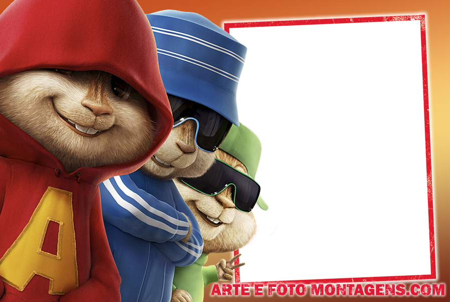 Alvim E Os Esquilos, Moldura Infantil, Molduras, Festa - Alvin And The Chipmunks With Hats Clipart (898x602), Png Download