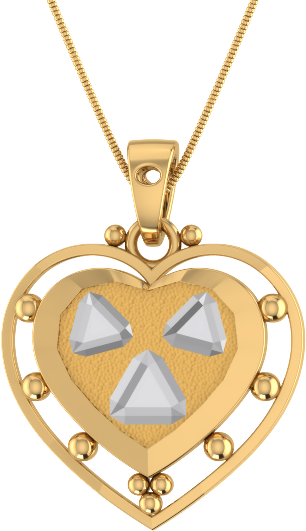 Graceful Geometric And Heart Shape Gold Pendant Gold - Locket Clipart (2000x2000), Png Download