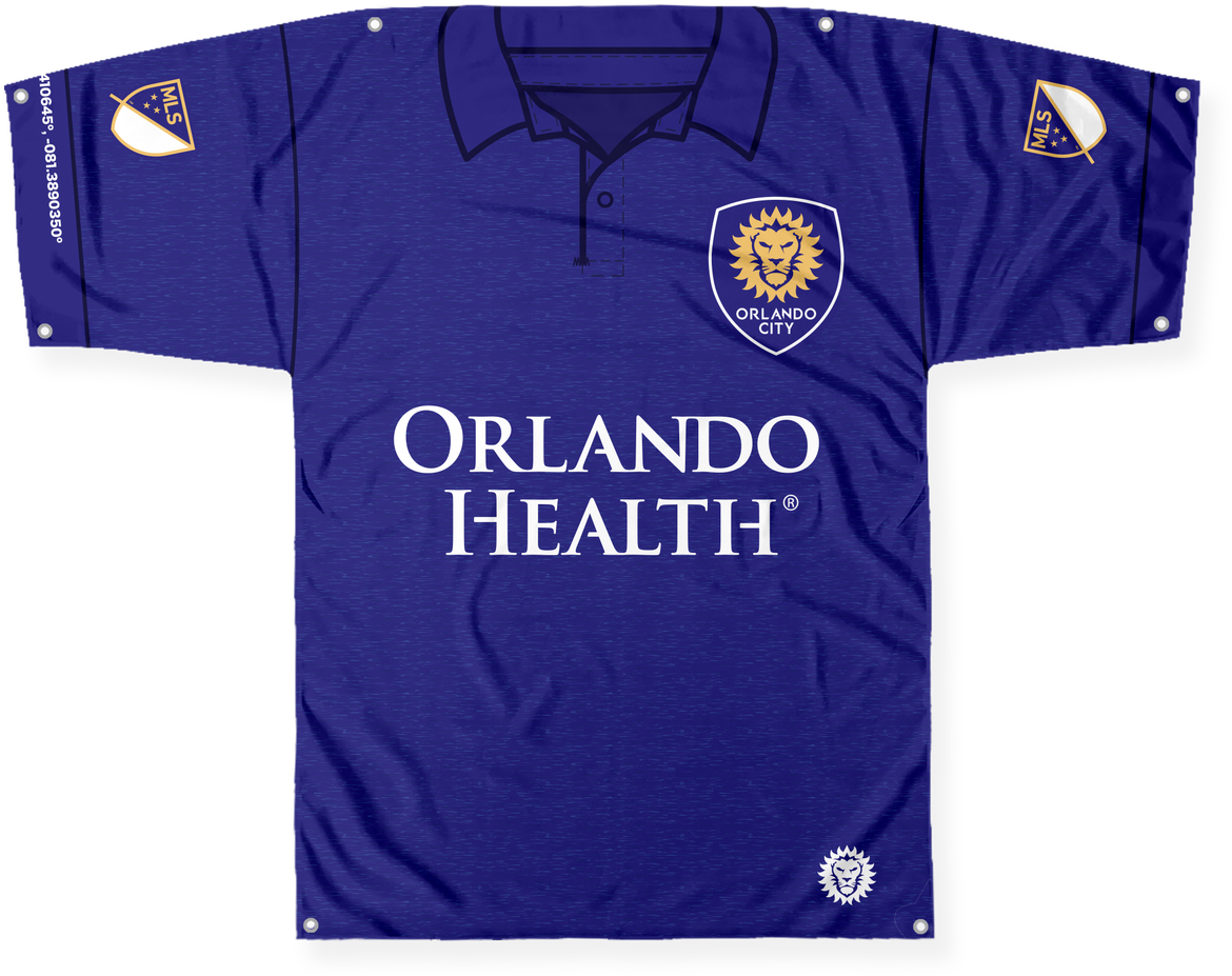 Orlando City Sc 57" X 45" Jersey Banner - Orlando City Sc Clipart (1280x1014), Png Download