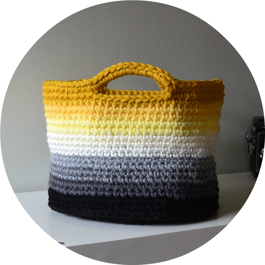 Crochet In Color - Grey And Yellow Crochet Bag Clipart (1200x1200), Png Download
