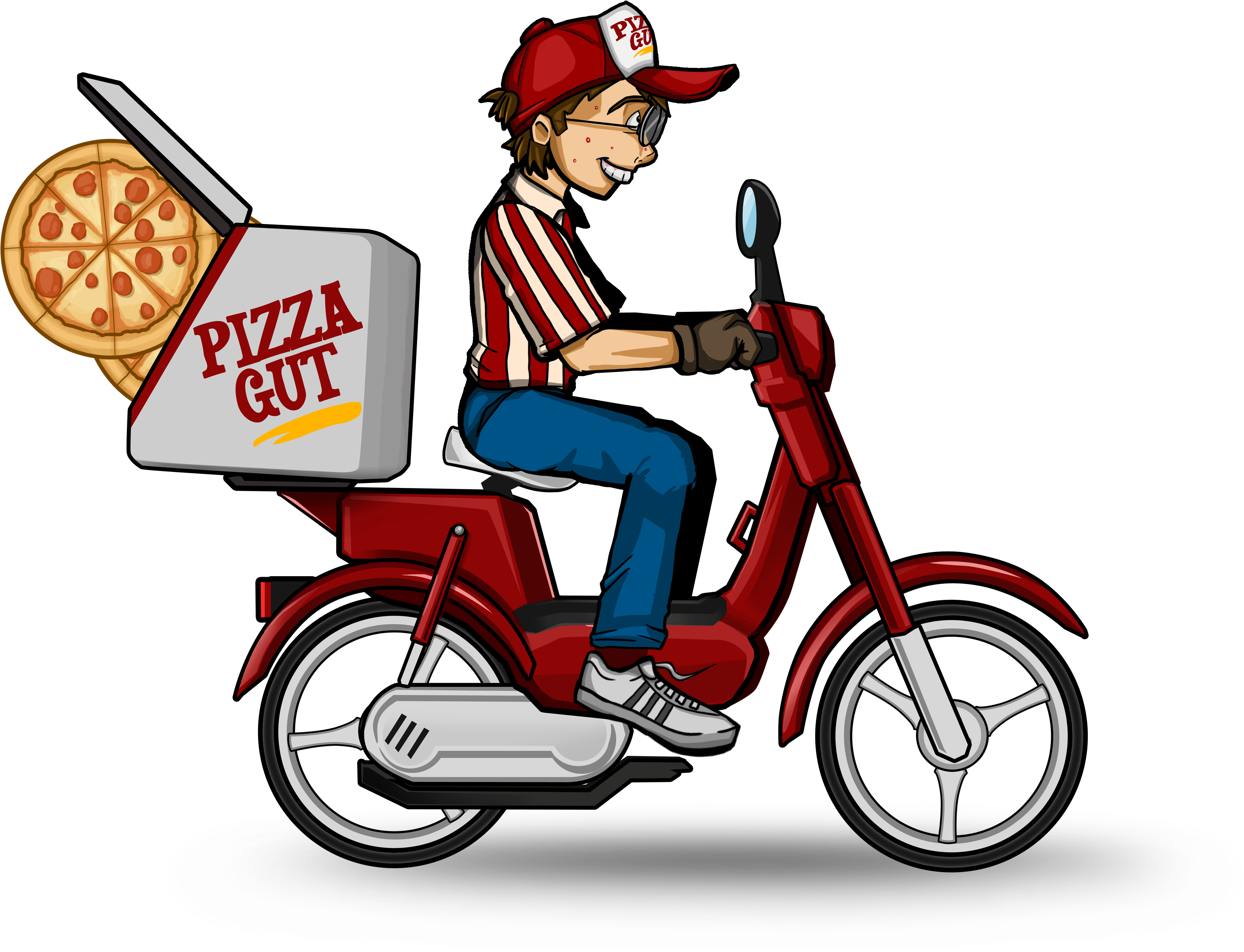 Published September 29, 2014 At 5000 × 3332 In - Pizza Delivery Biker Cartoon Png Clipart (5000x3332), Png Download