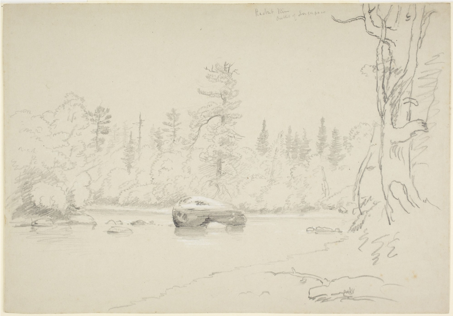 "raquette River," Thomas Cole, Graphite Heightened - Sketch Clipart (1920x1080), Png Download