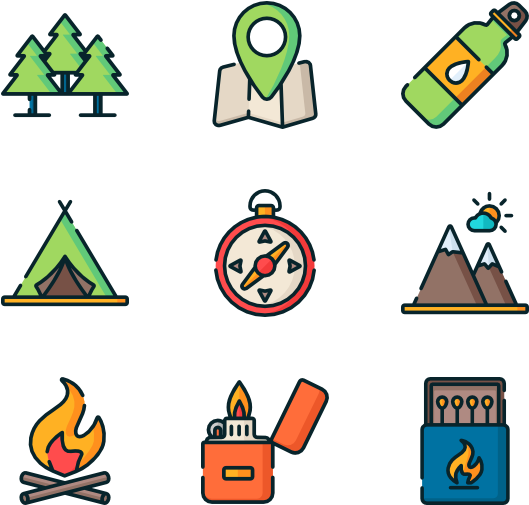 Camp Icon Packs Vector Svg Psd Ⓒ - Outdoor Activity Icon Png Clipart (600x564), Png Download