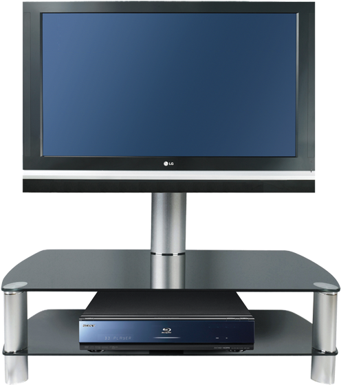 Stil Stand Swivel Black Glass Cantilever Tv Stand Upto - Television Clipart (800x600), Png Download