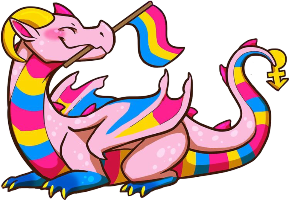#pansexual #pan #pride #dragon #love #pink #yellow Clipart (1024x1024), Png Download