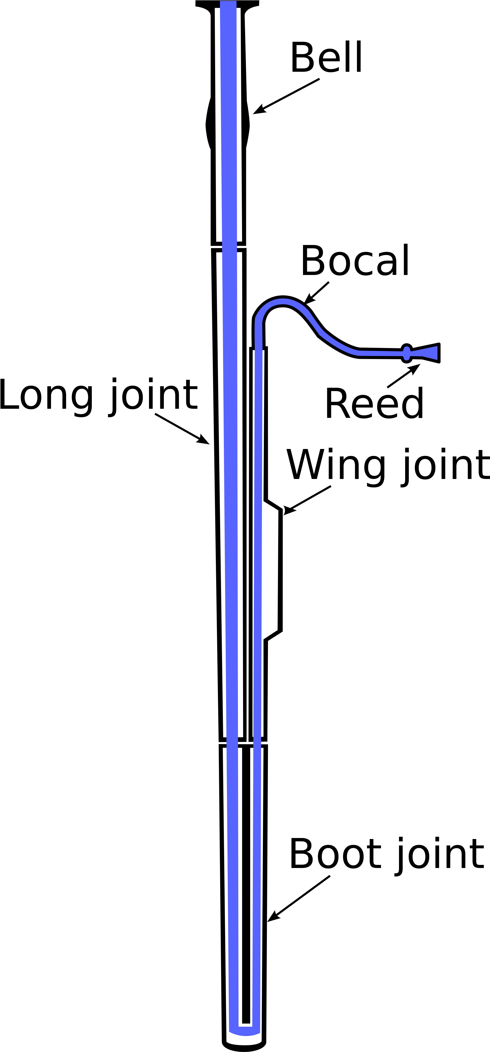 Fagott Vs Bassoon , Png Download - Diagram Of A Bassoon Clipart (1911x4105), Png Download