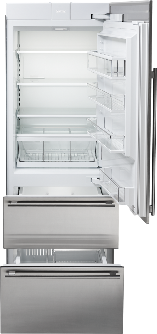 30" Integrated Over And Under Refrigerator/freezer - Icbit30ciid Clipart (600x1277), Png Download