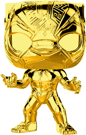 Marvel Studios 10 Chrome Funko Pop - Black Panther Gold Chrome Pop Clipart (650x650), Png Download