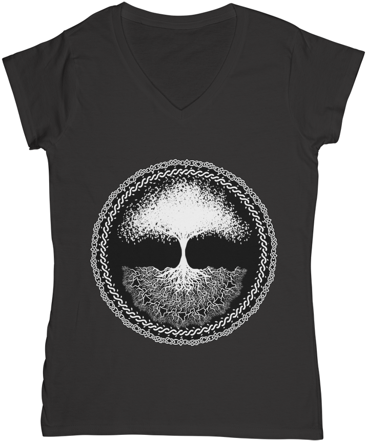 Yggdrasil ﻿women's V Neck T Shirtfor Just £19 - Monochrome Clipart (1024x1024), Png Download
