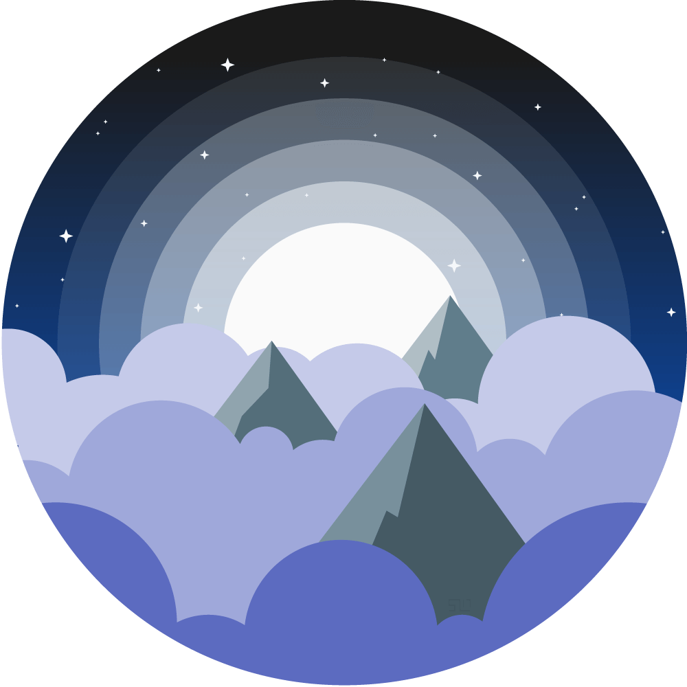 Vector Illustration Of The Tops Of Mountains Poking - Clipart Half Moon Half Sun - Png Download (1000x1000), Png Download