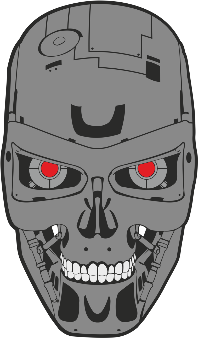 Skull Vector Png - Cyborg T 800 Skull Logo Clipart (757x1295), Png Download