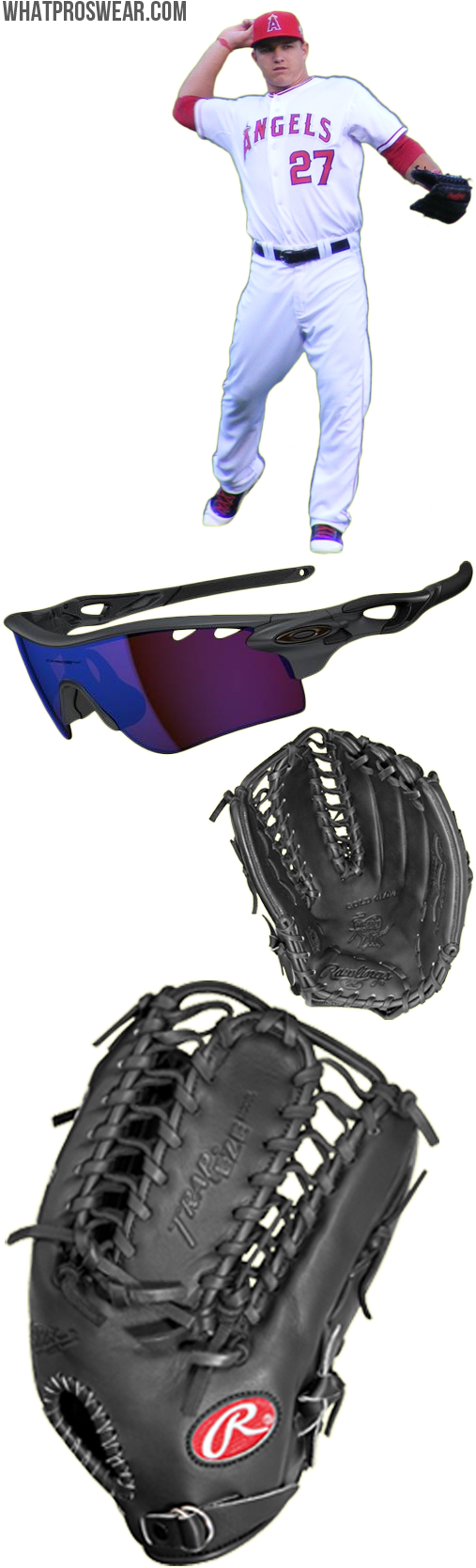 Mike Trout Glove Model, Mike Trout Sunglasses, Rawlings - Mike Trout 2016 Baseball Glove Rawlings Clipart (510x1686), Png Download
