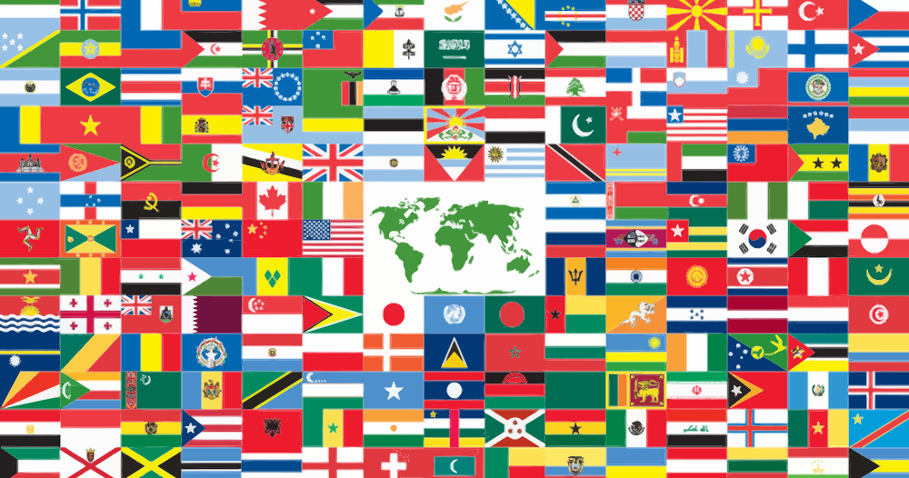 Flag With All The Flags Clipart (1000x526), Png Download