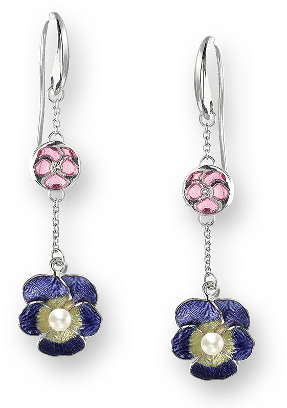 Nicole Barr Designs Sterling Silver Pansy Wire Earrings-purple - Earrings Clipart (561x797), Png Download