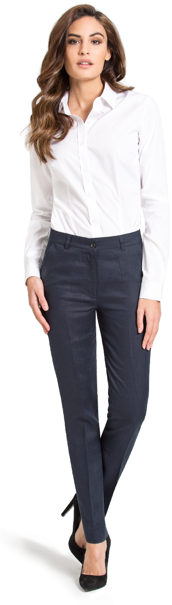 Women's Blue Business Pants - Dress Pants And Blouse Clipart (371x1233), Png Download