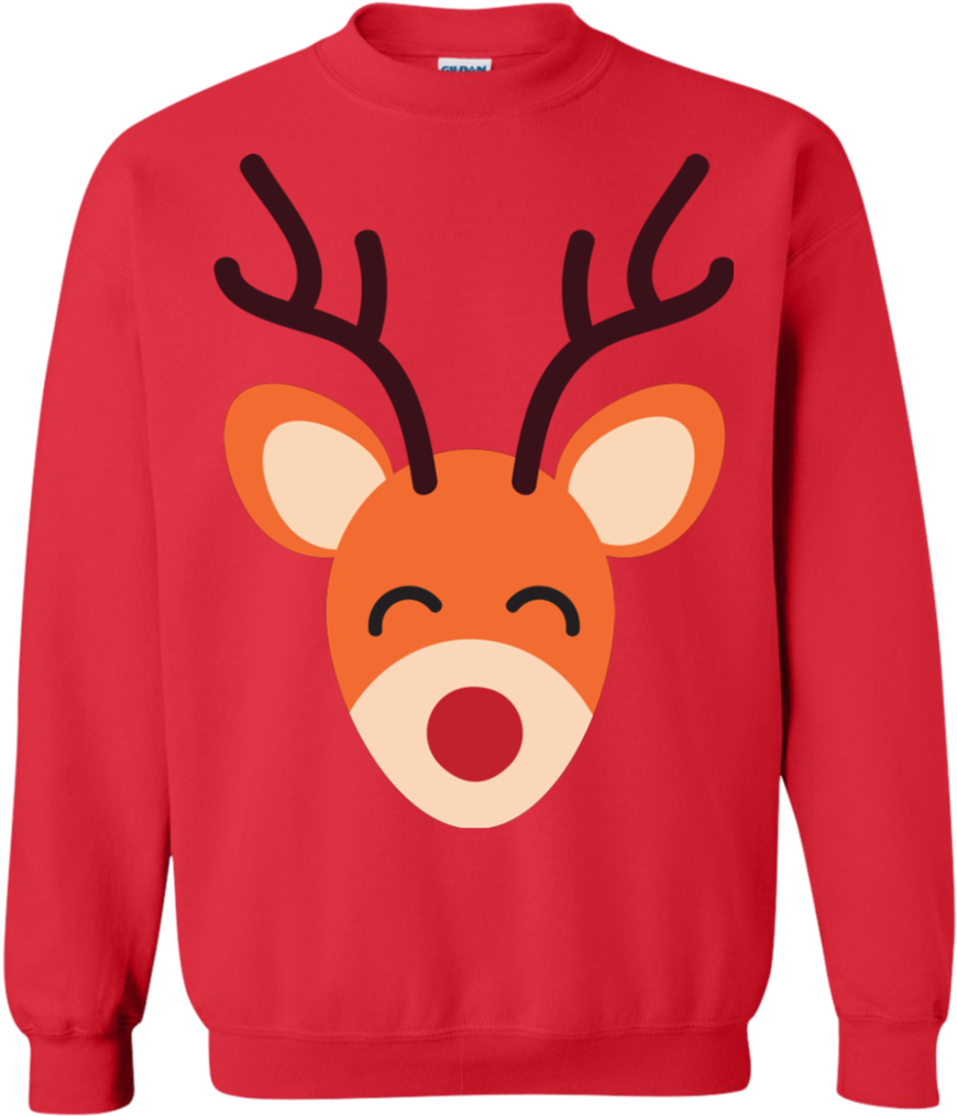 Adorable Big Reindeer Face Matching Family Christmas - Reindeer Clipart (870x1014), Png Download