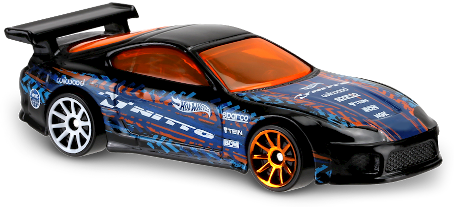 Toyota Supra - Hot Wheels Toyota Supra Black Clipart (892x407), Png Download
