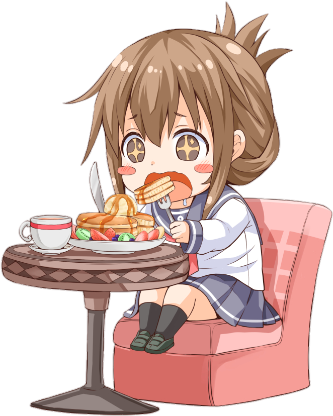 #scpancake #pancake #handpainted #watercolor #anime - Anime Girl Eating Pancakes Clipart (769x1000), Png Download