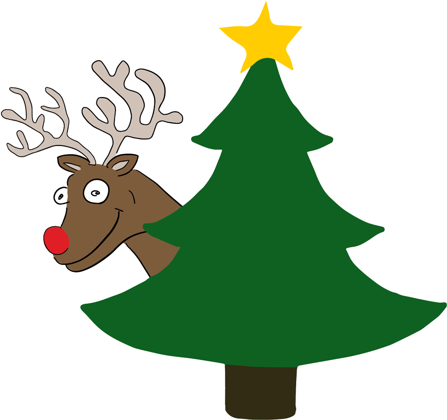 Poro Ja Kuusi - Christmas Tree Cartoon Easy Clipart (900x900), Png Download