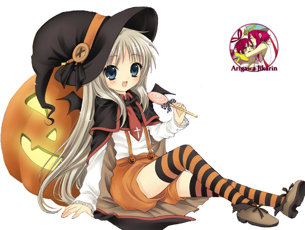 Halloween Anime Girl Render , Png Download - Anime Halloween Gif Transparent Clipart (1016x769), Png Download