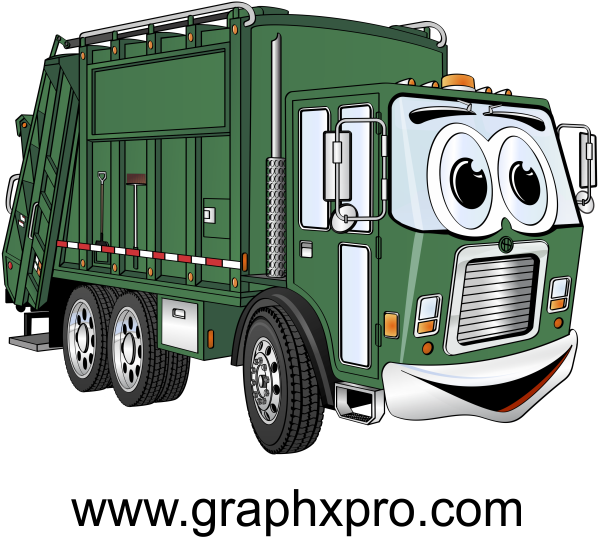 Green Garbage Truck Cartoon - Garbage Truck Clip Art Free - Png Download (735x554), Png Download