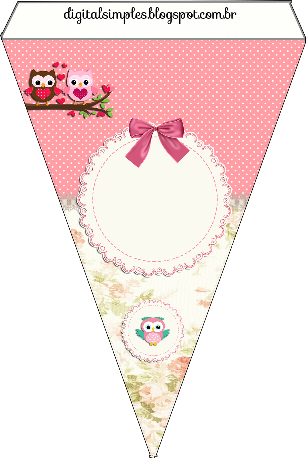 Free Pink Owl Bunting - Bandeirola Coruja Para Imprimir Clipart (1120x1600), Png Download