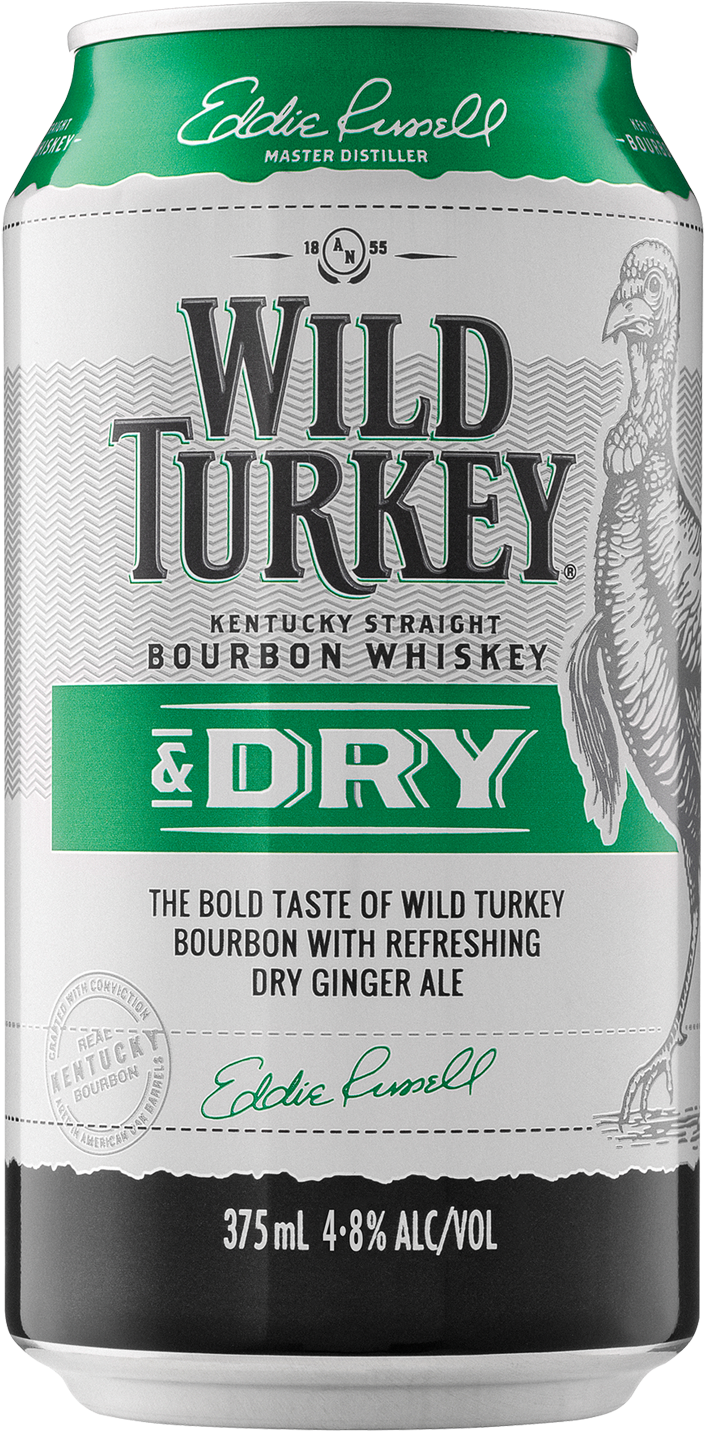Wild Turkey Bourbon & Dry Cans 375ml - Wild Turkey Bourbon Clipart (704x1431), Png Download