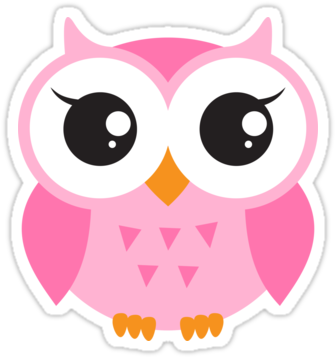 #owl #cute #pink #coral #light Pink #aww #freetoedit - Cute Cartoon Baby Owl Clipart (375x360), Png Download