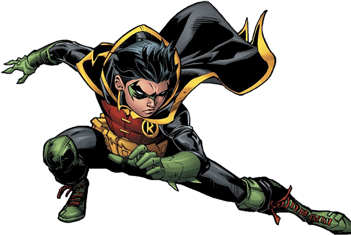 [ Damian Wayne As Robin In Super Sons - Robin Damian Wayne Png Clipart (690x463), Png Download