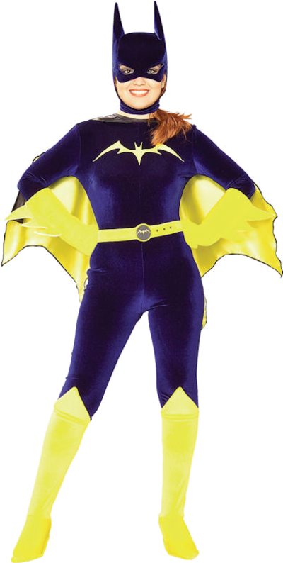 Featuring A Royal Purple Lining, Batwing Style Edges, - Adult Batgirl Costume Clipart (500x793), Png Download