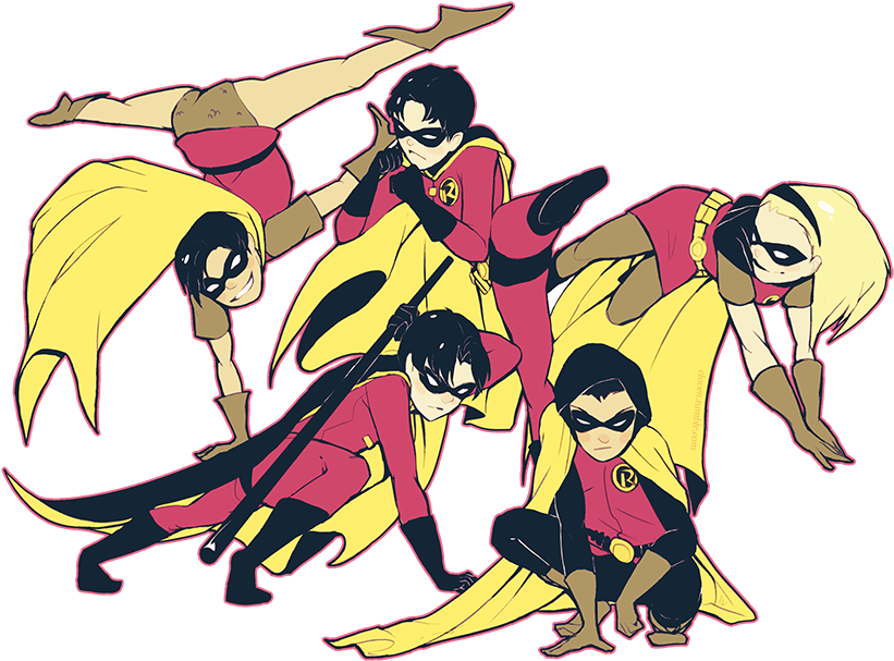 Dick Grayson, Jason Todd, Tim Drake, Stephanie Brown, - Dick Jason Tim And Damian Art Clipart (900x635), Png Download