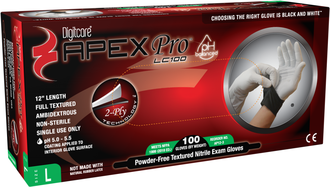 Digitcare® Apexpro™ Powder-free Nitrile Exam Gloves - Medical Glove Clipart (1200x750), Png Download