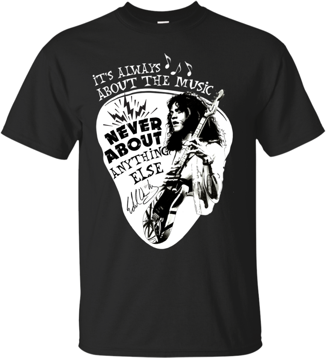 Eddie Van Halen All About Music Rock T Shirts Hoodies - Black T Shirt Emoji Clipart (1155x1155), Png Download