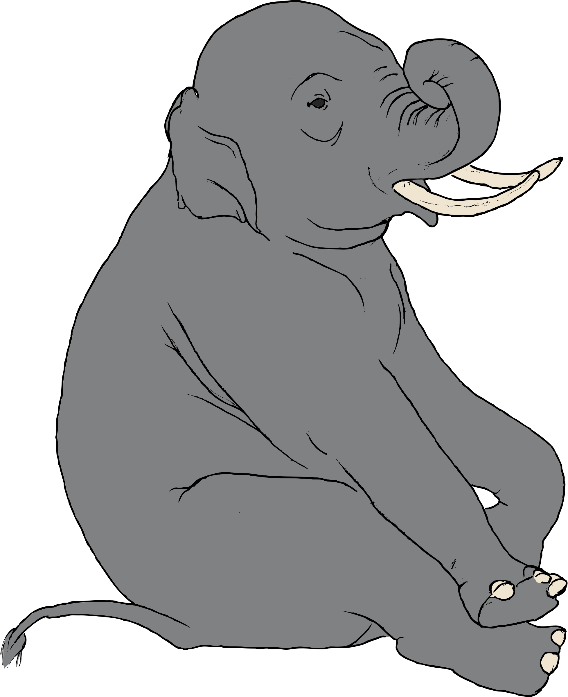 This Free Icons Png Design Of Sitting Elephant - Elephant Clip Art Transparent Png (1956x2400), Png Download