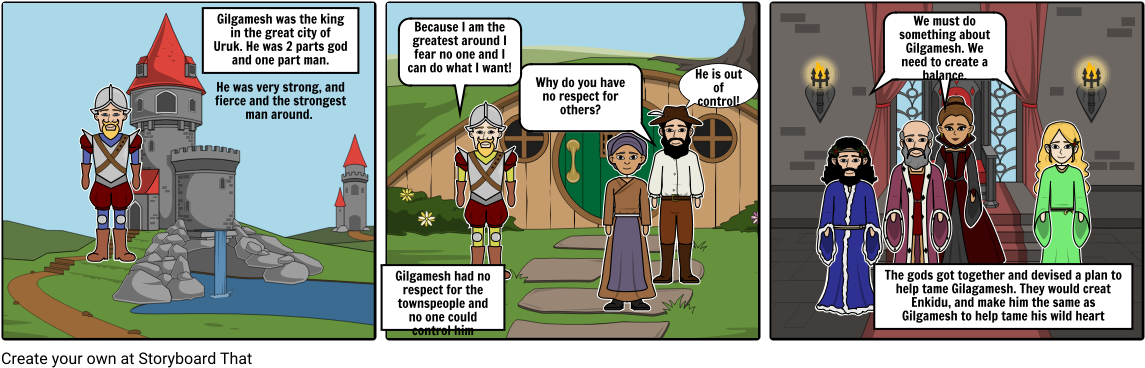 The Epic Of Gilgamesh - Cartoon Clipart (1164x385), Png Download