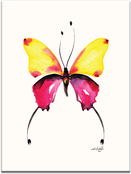 Watercolor Butterfly 9 Wall Art - Yellow And Pink Butterfly Clipart (600x600), Png Download