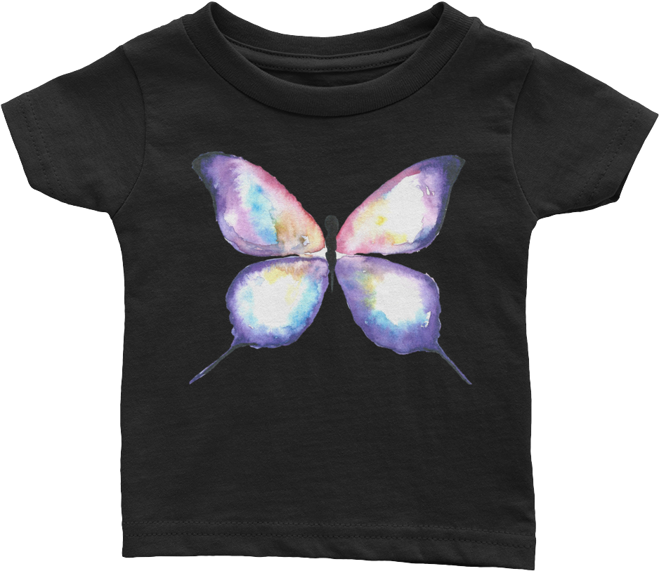 Lilac Watercolor Butterfly Infant Tee - Butterfly Clipart (938x813), Png Download