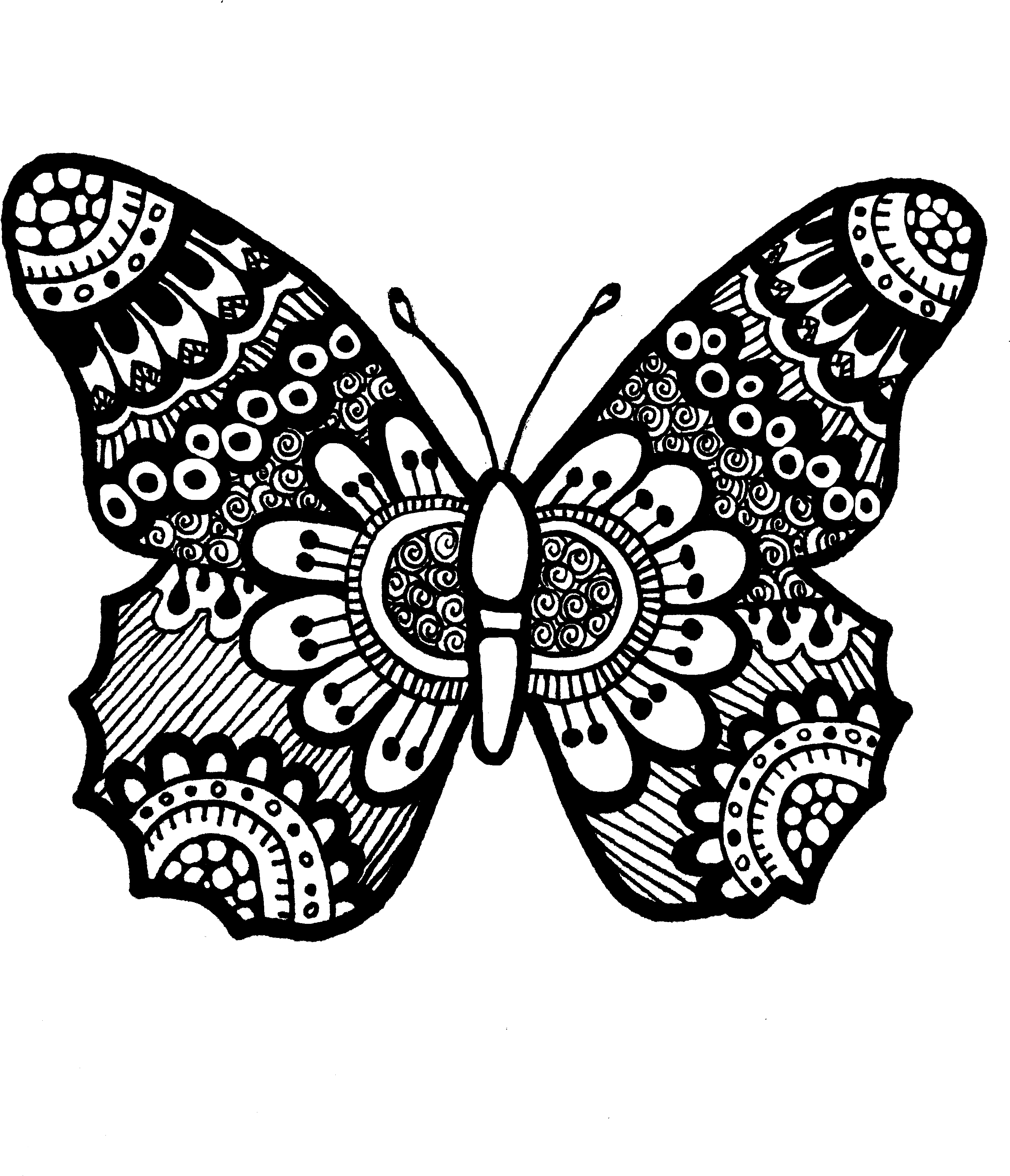 Butterfly Zentangle - Tribal De Animales Blanco Y Negro Clipart (3024x4032), Png Download