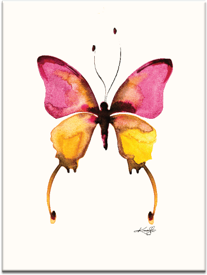 Watercolor Butterfly 10 Wall Art - Pink And Yellow Butterfly Real Clipart (600x600), Png Download