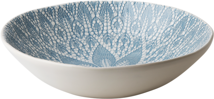 Ceramic Salad Bowl With Blue Grey Lace Embossing By - Ceramic Salad Bowls Clipart (1000x1000), Png Download