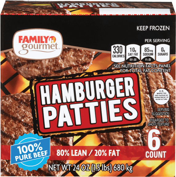 Family Gourmet Ground Beef Patties - Family Gourmet Hamburger Patties Clipart (750x750), Png Download