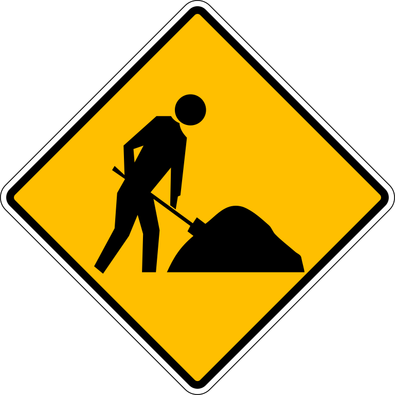 Cambodia Road Sign W2-01 - Road Works Sign Australia Clipart (768x768), Png Download